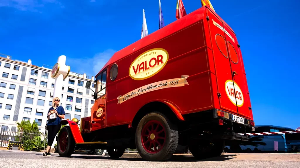 Red car from chocolate factory in Villajoyosa Spain