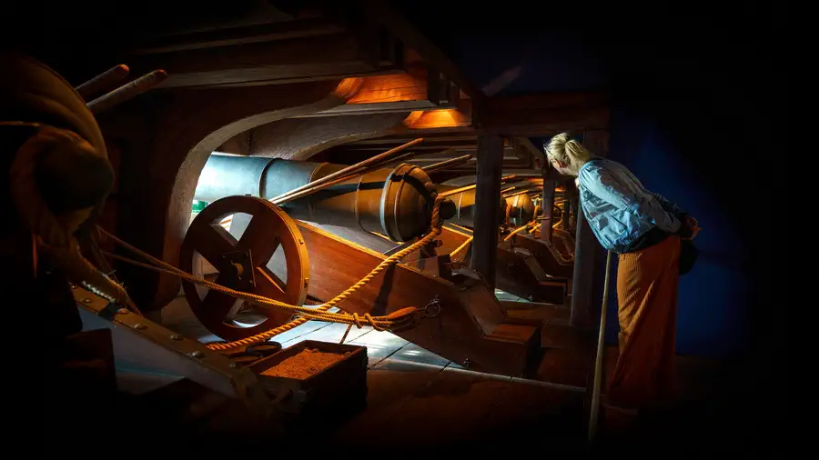 Ship model and cannons and weapons from the Santadner museum