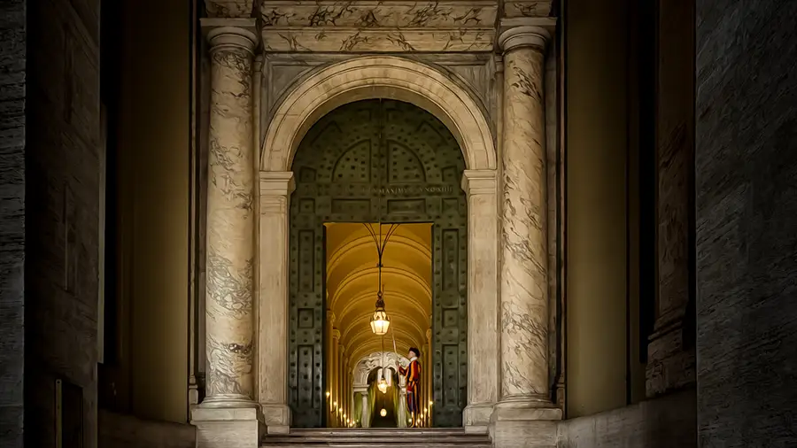St. Peter's Square in the Vatican and the Bronze Gate to the Holy See