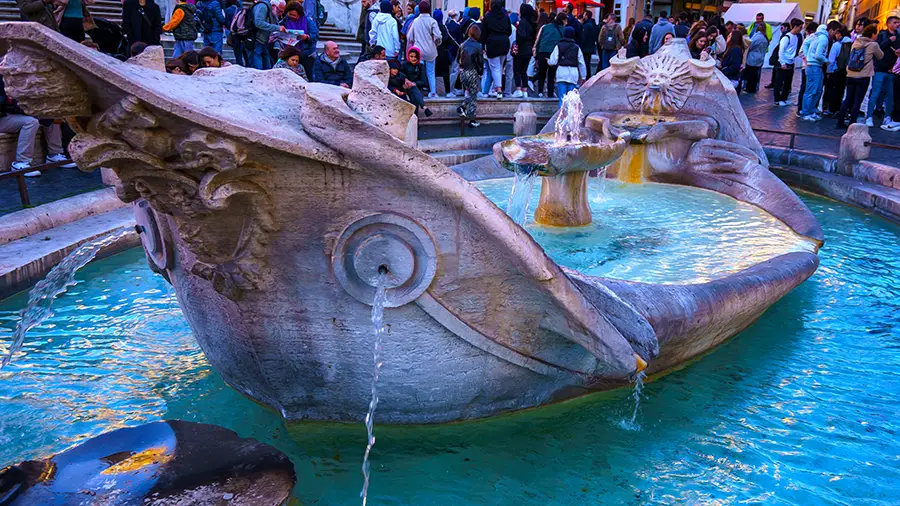 La Barcaccia fountain beneath the Spanish Steps