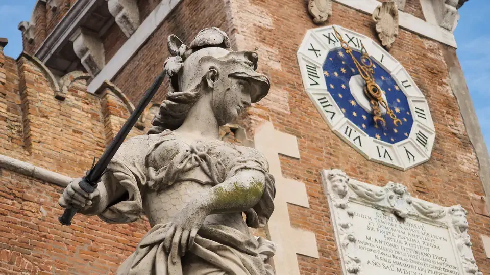 Clock tower in Saint Mark's Square in Venice