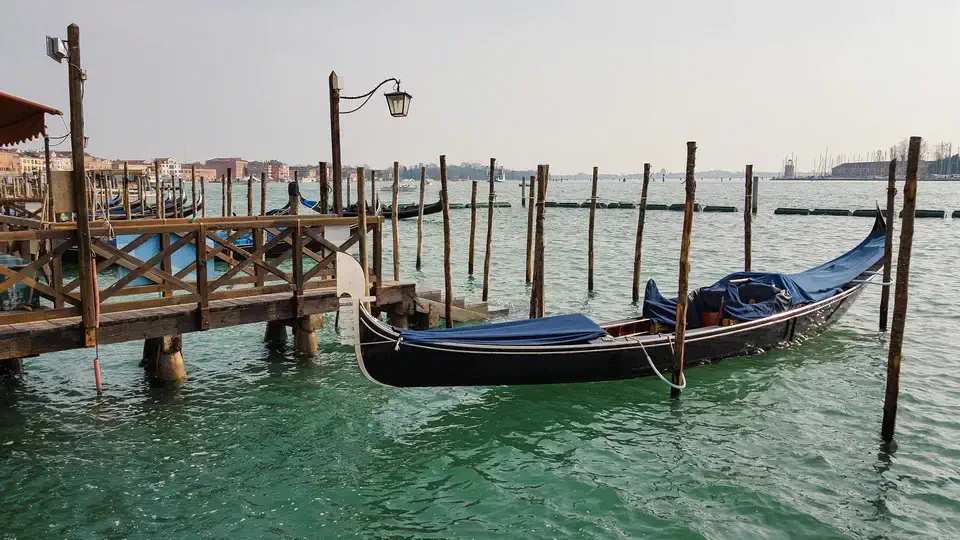 Gondola on a canal in Venice