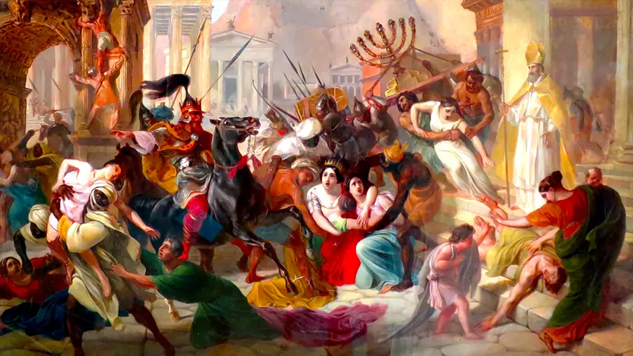 A painting depicting looting and rape in Rome by the Visigoths.