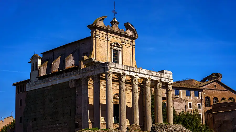 The Roman Forum in Rome temple of Antonius and Faustina