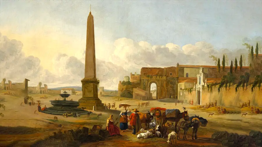 The obelisk standing in the centre of St. Peter's Square in Rome