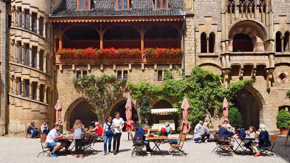 Marienburg Castle in Lower Saxony. Restaurant and relax area.