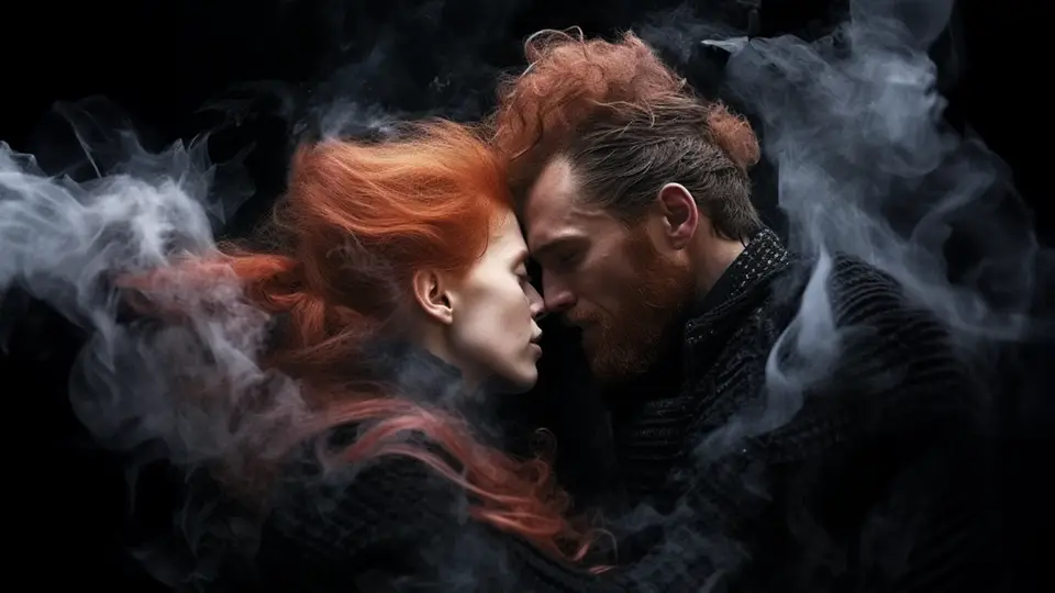 People in love kiss and hug each other AI