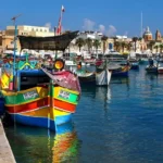 Marsaxlokk fish market in a small village in Malta