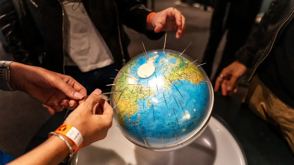 Swiss Science Center Technorama globe and world map