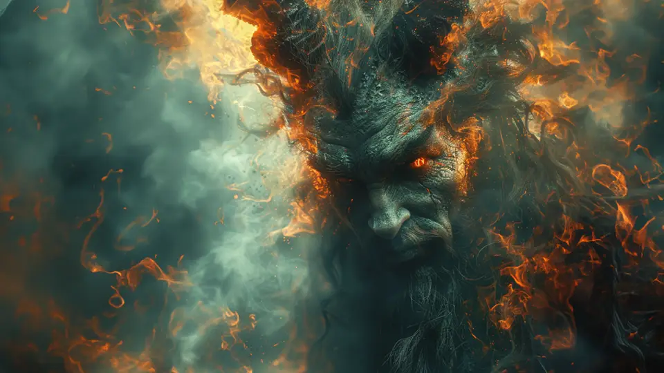 Devil demon in fire and smoke AI
