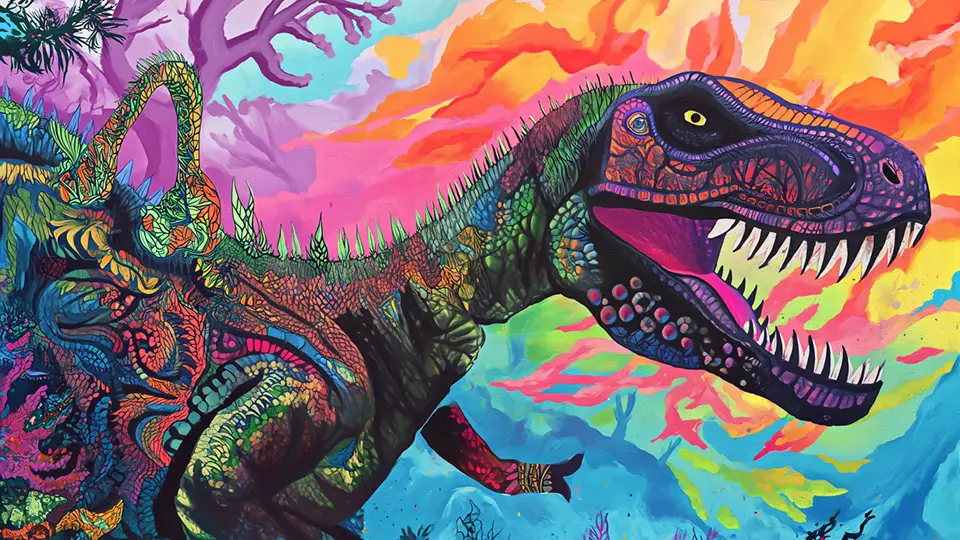 Drawing dinosaur full colours AI
