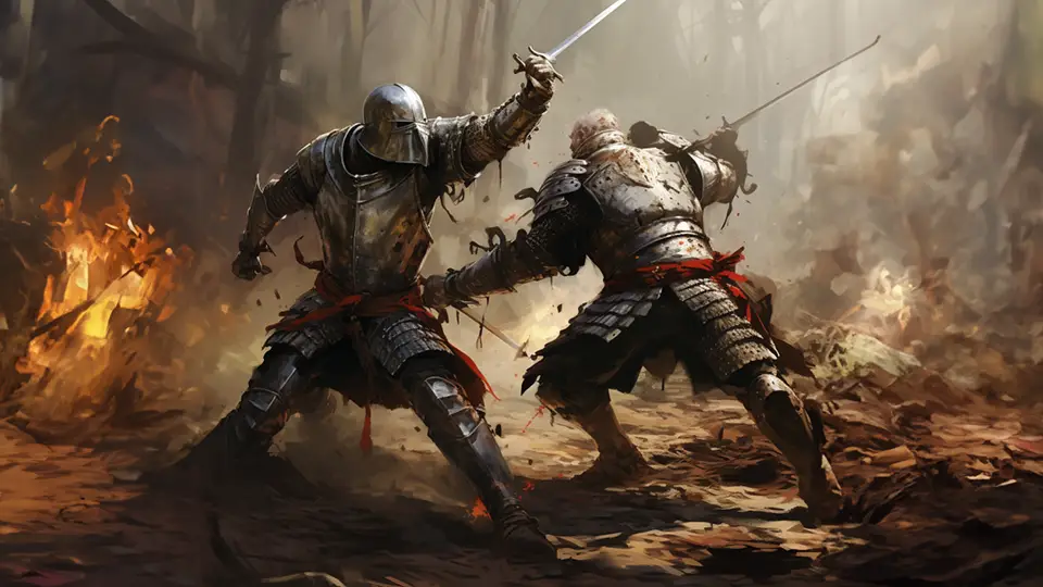 Fighting knights. Battle of Chojnice 1454 AI