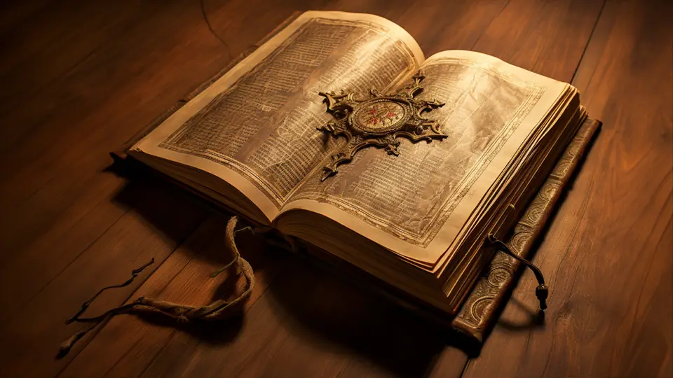 Interesting facts about the Middle Ages. An old book lying on the table AI