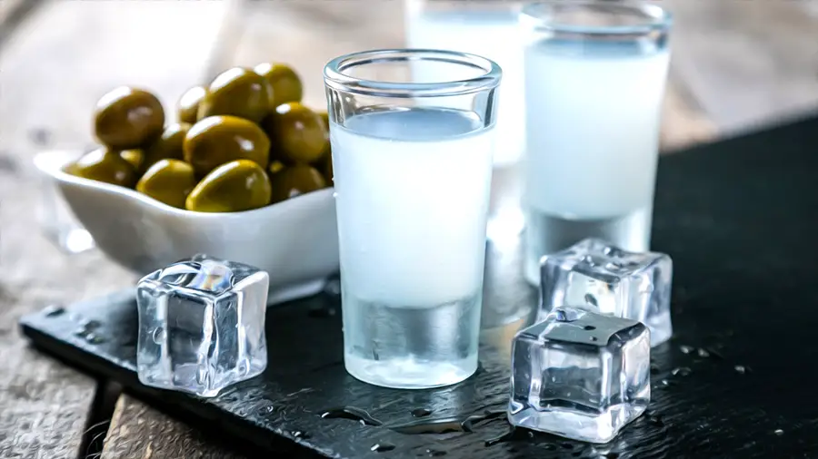 Strong, local raki vodka on the way to Balos