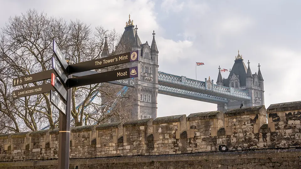 Tower of London and Tower Bridge in London