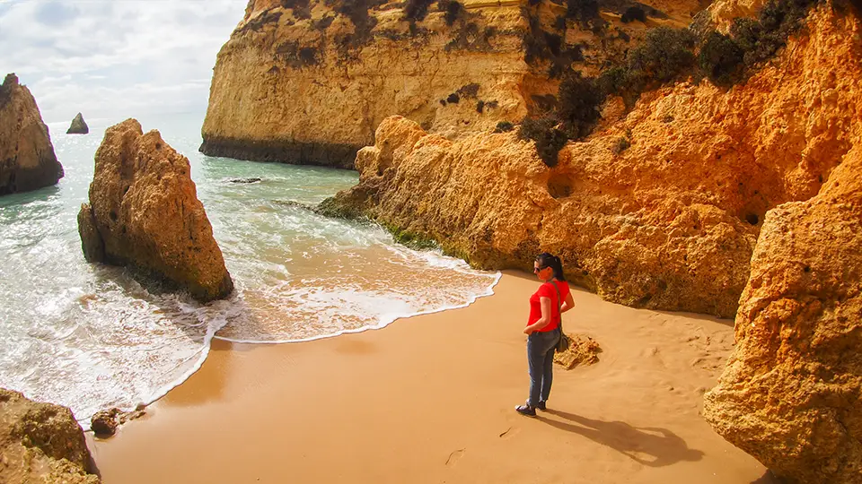 Lagos in Portugal and Porto de Mos Beach have wide, sandy beaches