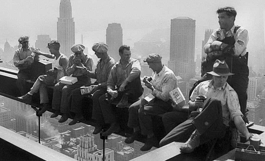 Skyscraper builders on top of the rock New York old photos