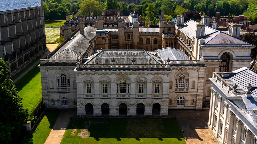 View from tower The Gread st. Mary church in Cambridge on university