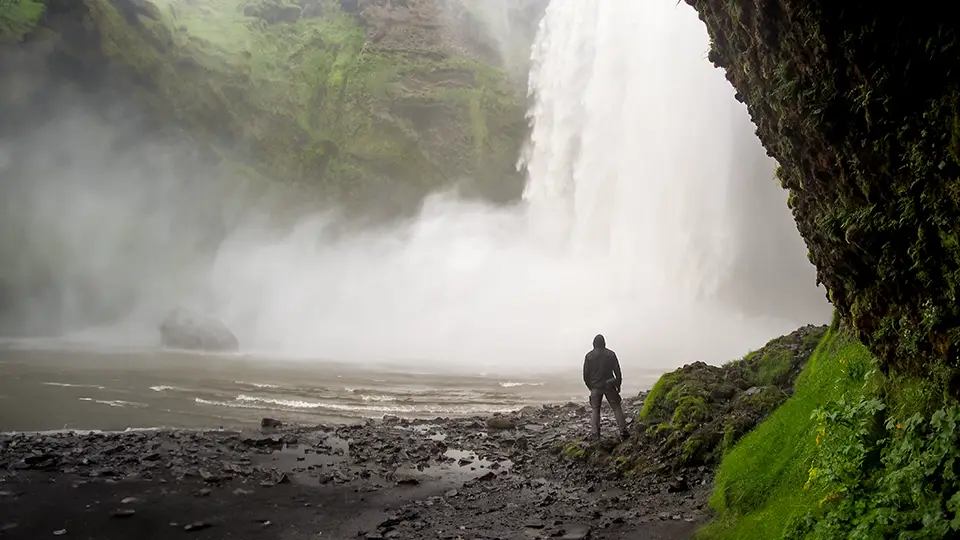 Iceland and the waterfall