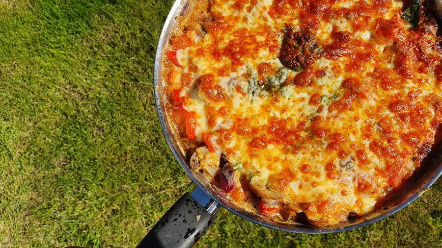 Frittata, a traditional Italian omelette in the garden
