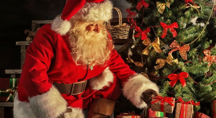Santa Claus and Christmas gifts.