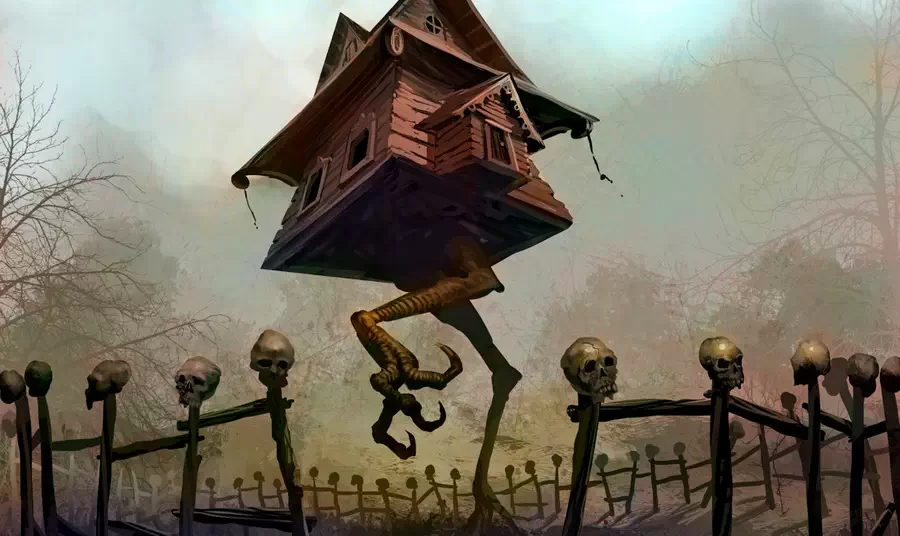 Baba Yaga house slavic folclore AI.