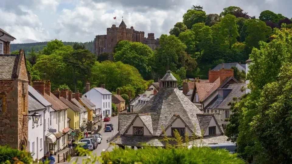 Dunster Castle and Watermill in Somerset.